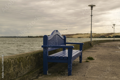 In blue-painted wooden bench,Nida