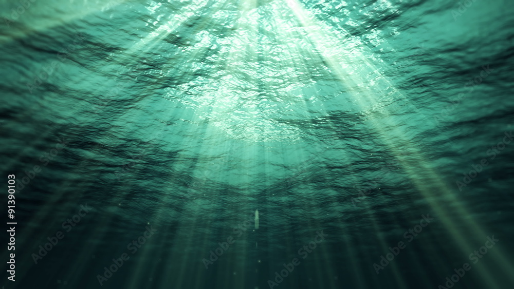 Underwater Sun Rays in the Ocean (Loop) Underwater Sun Rays in the Ocean (Loop)