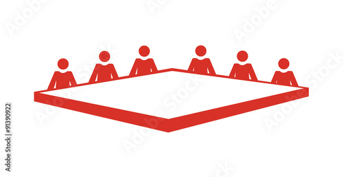 Flat vector image of people around a conference table