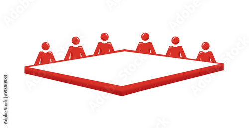 Vector image of people around a conference table