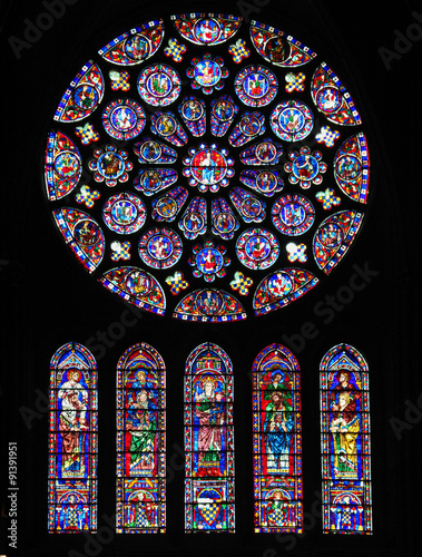 Stained Glass at Chartres Cathedral photo