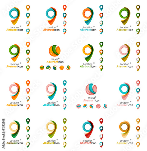 Set of map tag logo icons