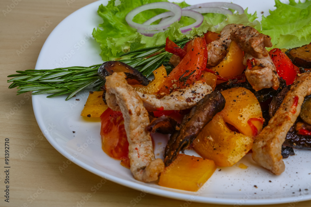 Roasted pork with vegetables