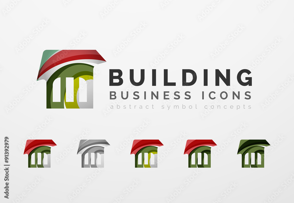 Fototapeta premium Set of real estate or building logo business icons