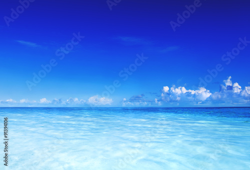 Paradise Sea Ocean Sky Blue Tropical Summer Vacation Concept