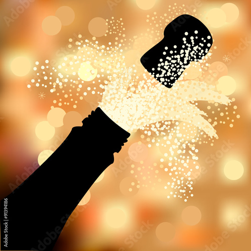 Bottle of champagne to spray on a abstract background