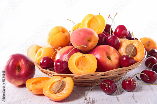 apricot,peach and cherry fruit
