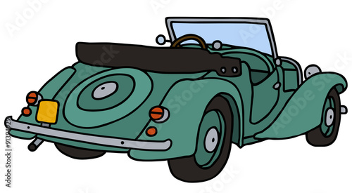 Vintage cabriolet, hand drawn vector illustration