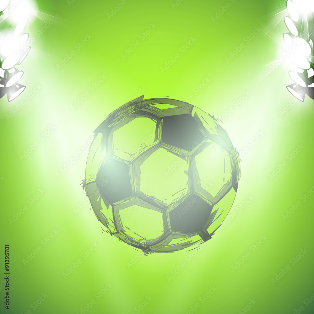 Obraz premium Szkic piłka nożna i lightstage łatwe do edycji