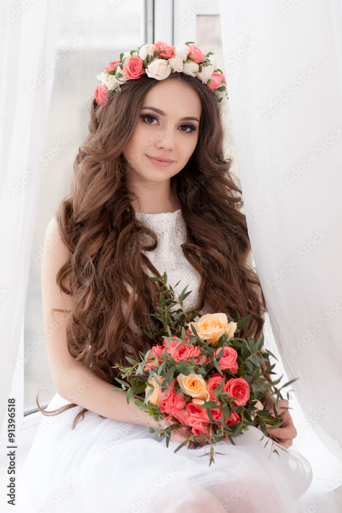 Gorgeous bride with flowers