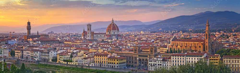Florence Panorama. Panoramic image of Florence, Italy during beautiful sunset. 