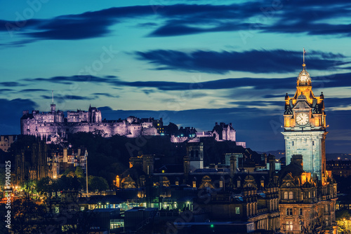 Edinburgh castle and Cityscape at night  Scotland UK