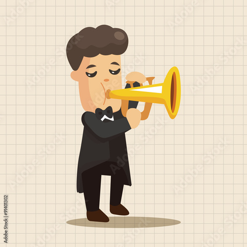 character musician trumpeter theme elements