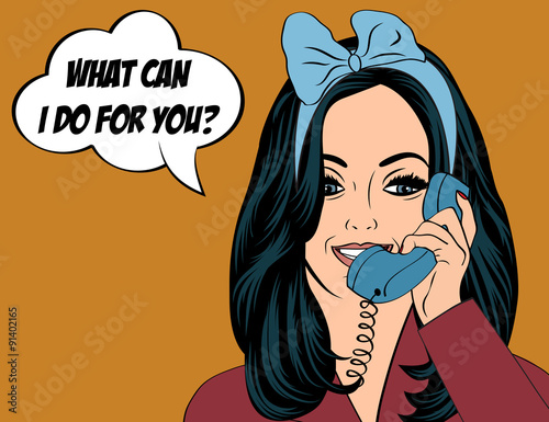Pop Art illustration of girl with the speech bubble