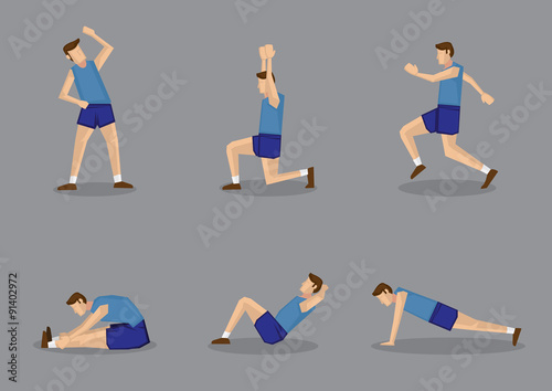 Sporty Man Doing Stretching and Warm Up Exercises