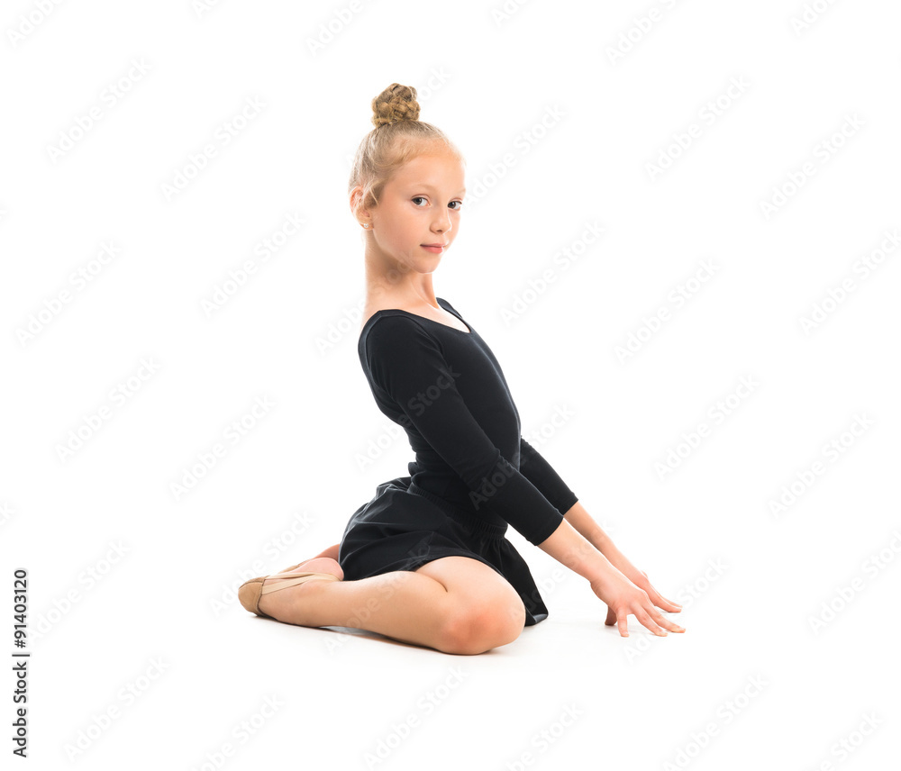 little gymnast stretching on the floor little gymnast stretching on the floor