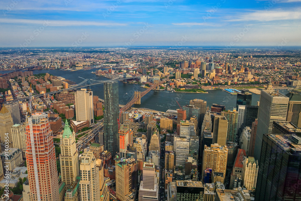 Fototapeta premium Aerial veiw of Downtown Manhatton