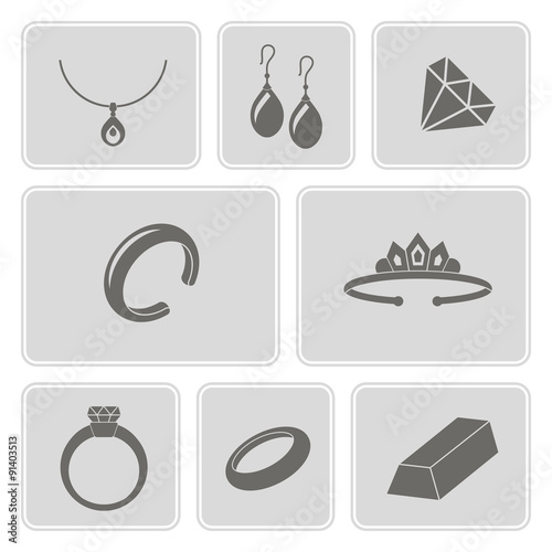 monochrome set with jewelry icons for your design