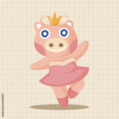 animal pig dancing cartoon theme elements