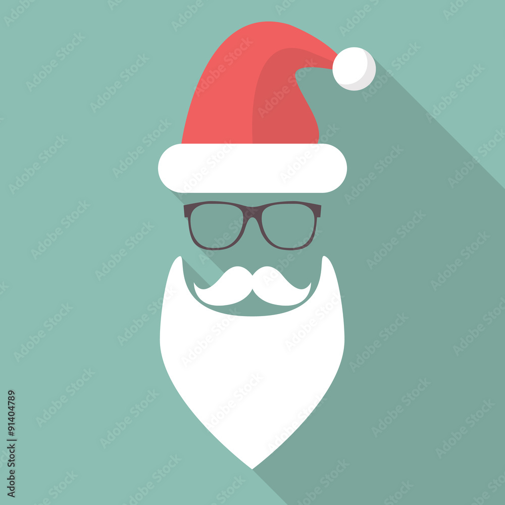Hat, Beard, Mustache and Glasses of Santa Hat, Beard, Mustache and Glasses of Santa