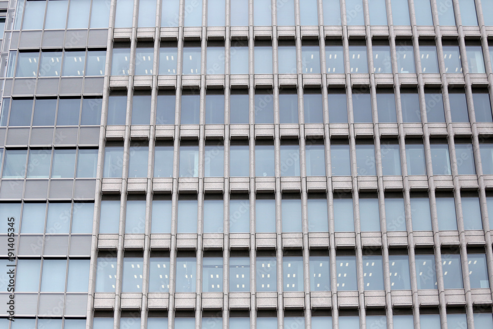 Windows of Modern Business Office Building in downtown.