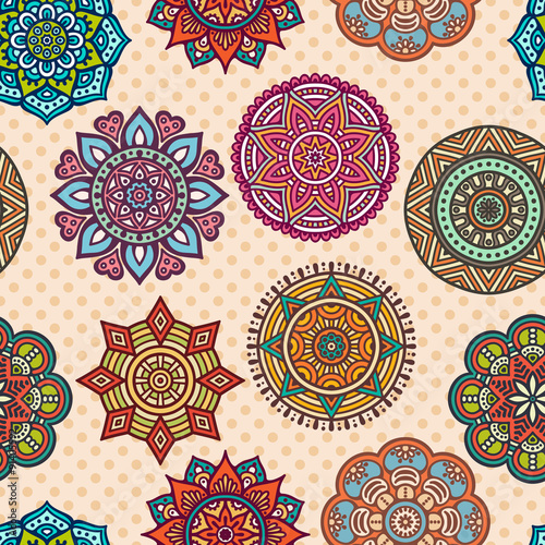 Ethnic floral seamless pattern