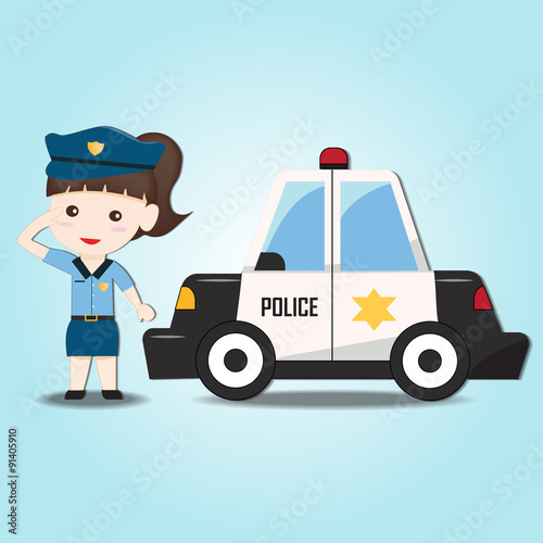 Cute police and police car