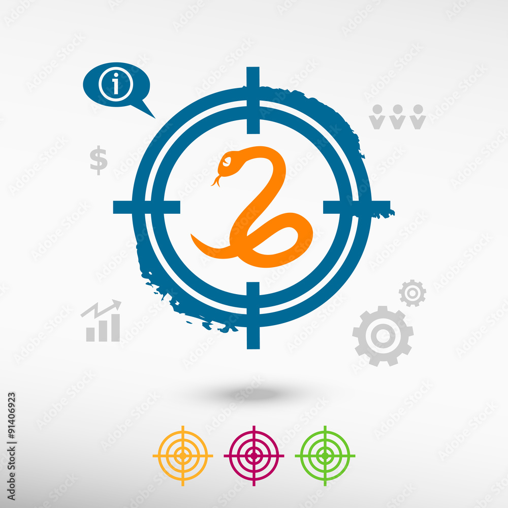 Snake icon on target icons background Snake icon on target icons background