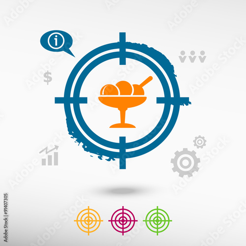 Ice cream icon on target icons background