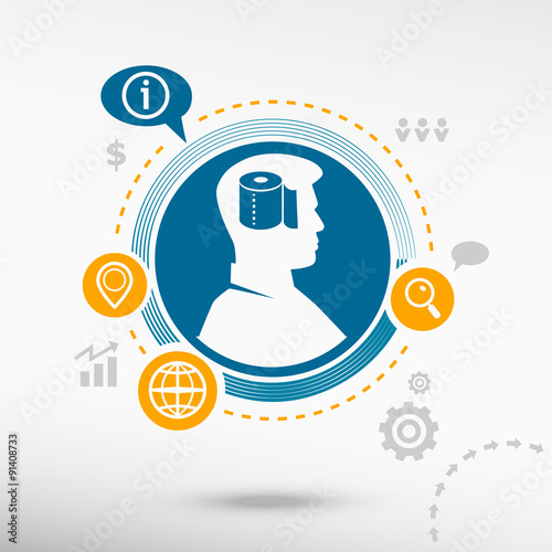 Toilet paper icon and male avatar profile picture