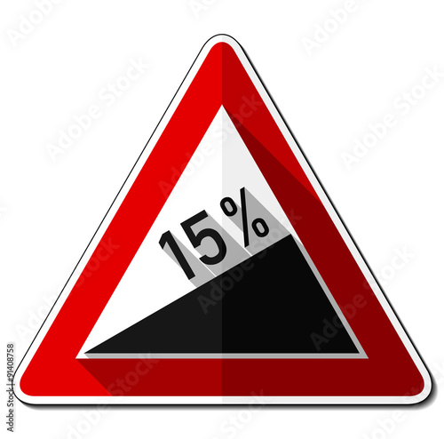 Gefahrzeichen flach – Steigung 15%