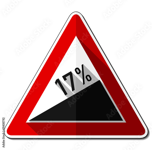 Gefahrzeichen flach – Steigung 17%