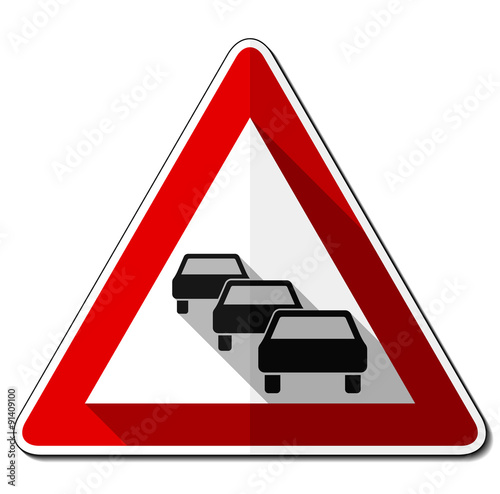 Gefahrzeichen flach – Stau