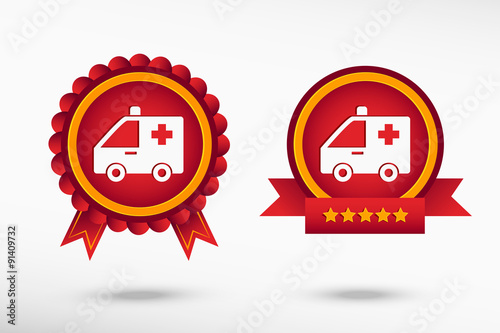 Ambulance icon stylish quality guarantee badges