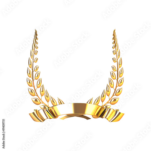 laurel wreath and gold ribbon vector illustration