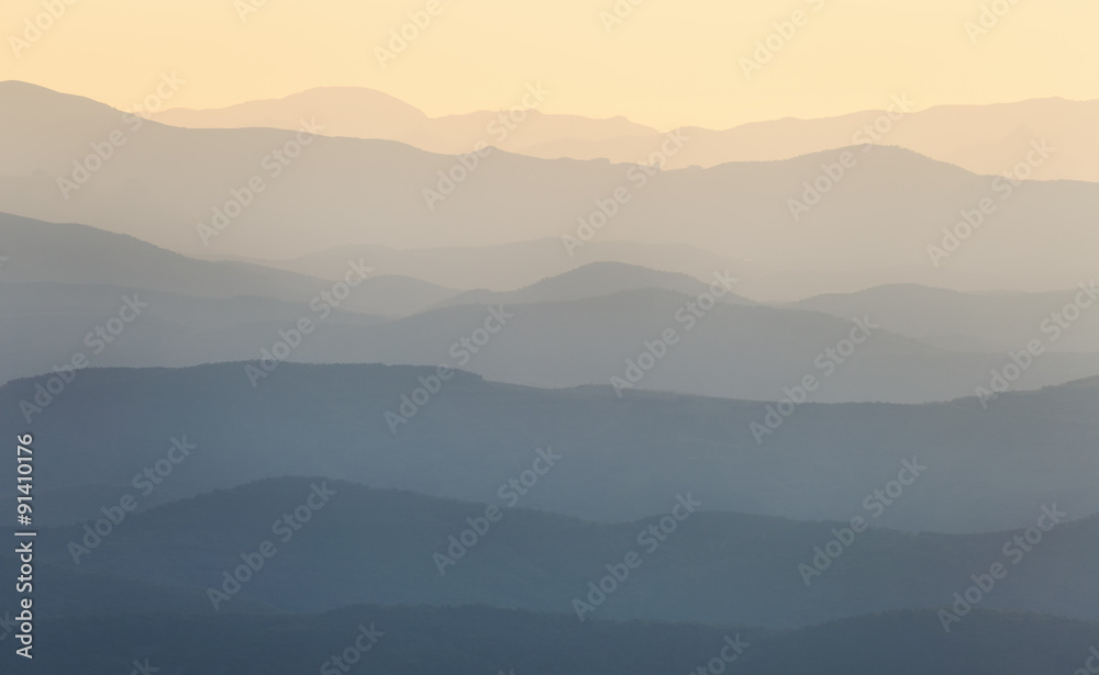 Mountain ridges at sunrise