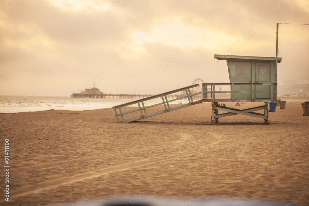 Lifeguard tower, Santa Monica beach,Los Angeles,California, USA Lifeguard tower, Santa Monica beach,Los Angeles,California, USA