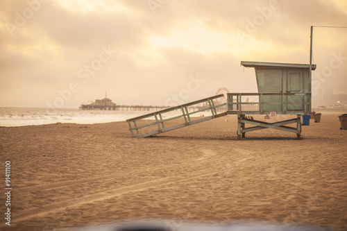 Lifeguard tower, Santa Monica beach,Los Angeles,California, USA