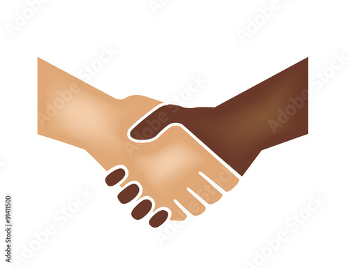 Vector image of handshake of two different skin tones