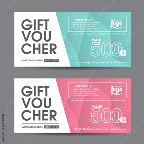 Gift voucher template with colorful pattern,cute gift voucher certificate coupon design template,
Collection gift certificate business card banner calling card poster,Vector illustration