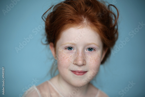 Bilde på lerret Portrait of beautiful redhead little girl