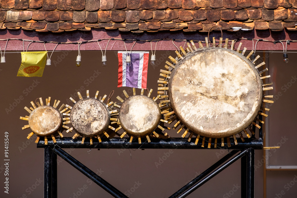Fototapeta premium Ancient Drum in Thai temple