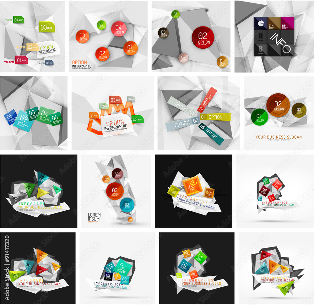 Fototapeta premium Set of abstract geometric infographic banner templates