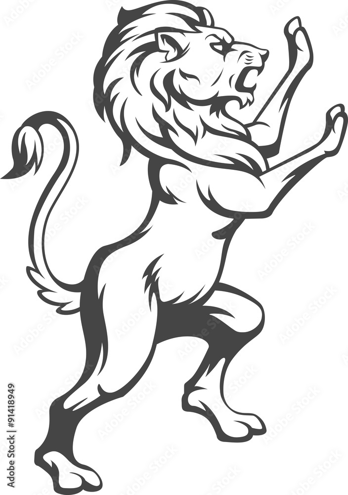 Naklejka premium Heraldic Lion Vector Standing