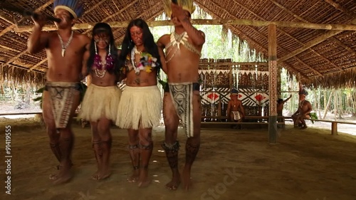 Indian tribe ritual in Amazon, Brazil photo