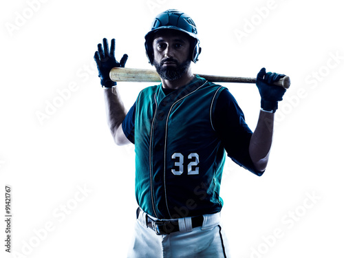 Photography man baseball player silhouette isolated