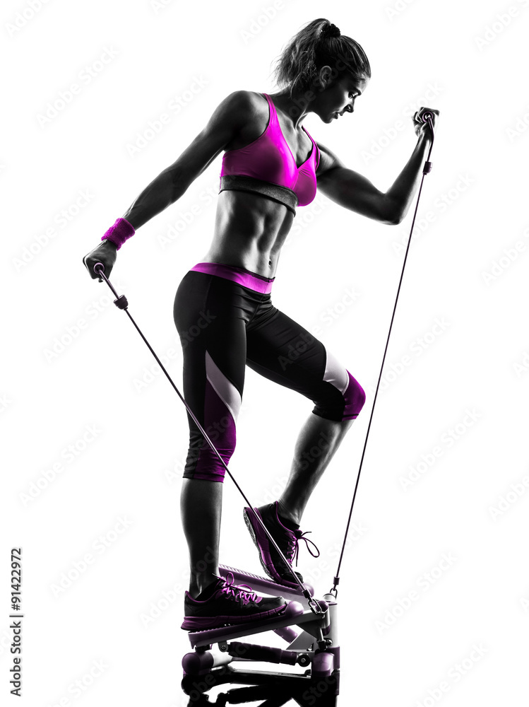 woman fitness stepper exercises silhouette Stock Photo | Adobe Stock