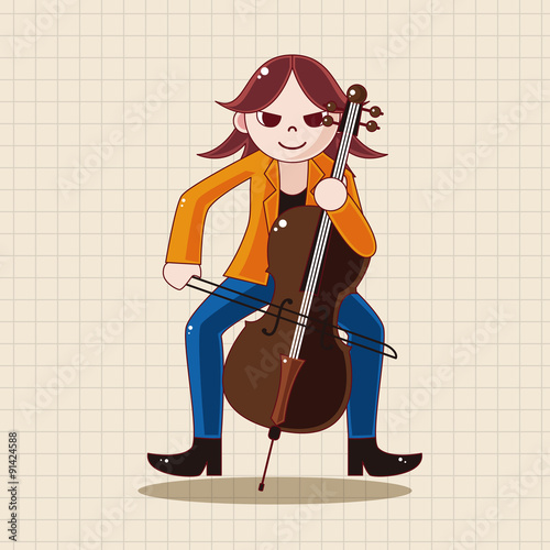 character musician cellist theme elements