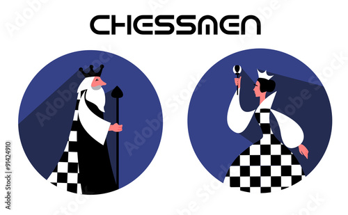 queen, king in a flat style