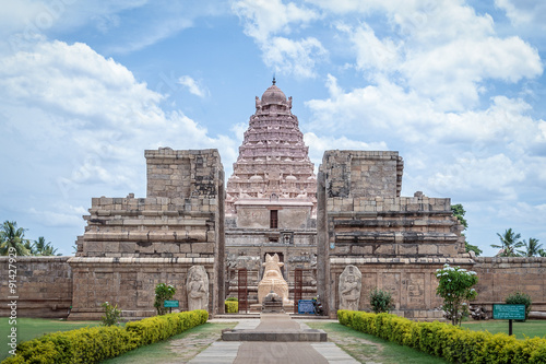 Ancient Hindu Shiva temple built in the 11th century in the town of Gangaikondacholapuram, Tamilnadu, India photo